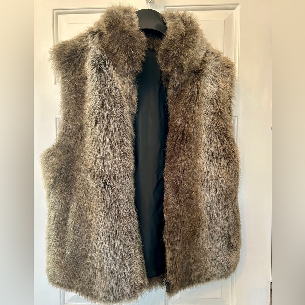 Faux Fur Vest - Taupe Brown Women's Vest